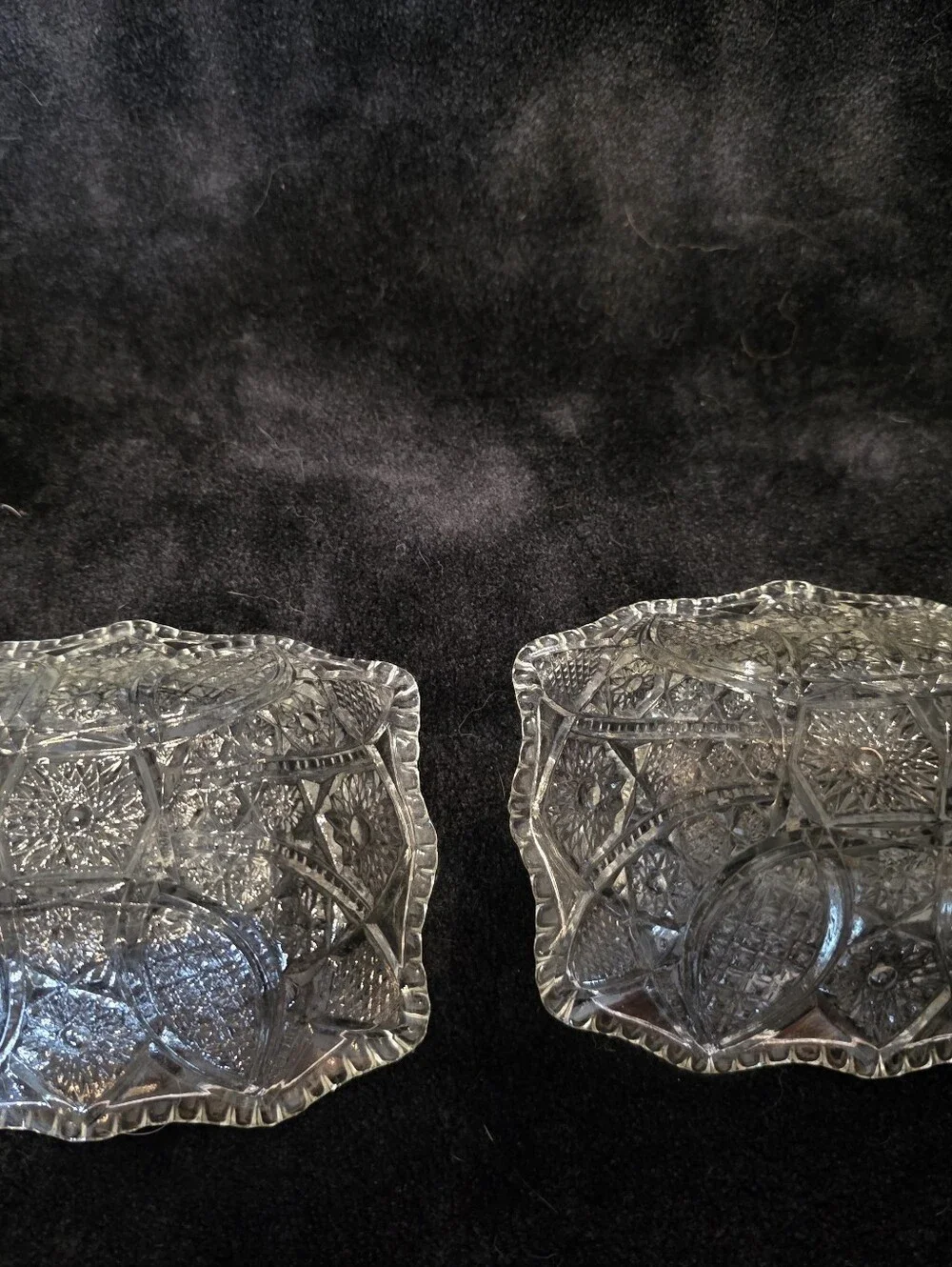Vtg Indiana Glass Co. Small Rectangular Pressed Dishes Paneled Daisy & Finecut 2